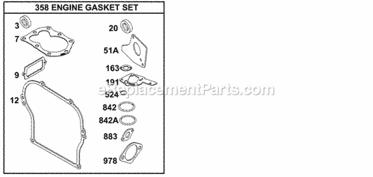 KitsGasket Sets-Engine Diagram and Parts List for 133202-0124-02  Briggs and Stratton Engine